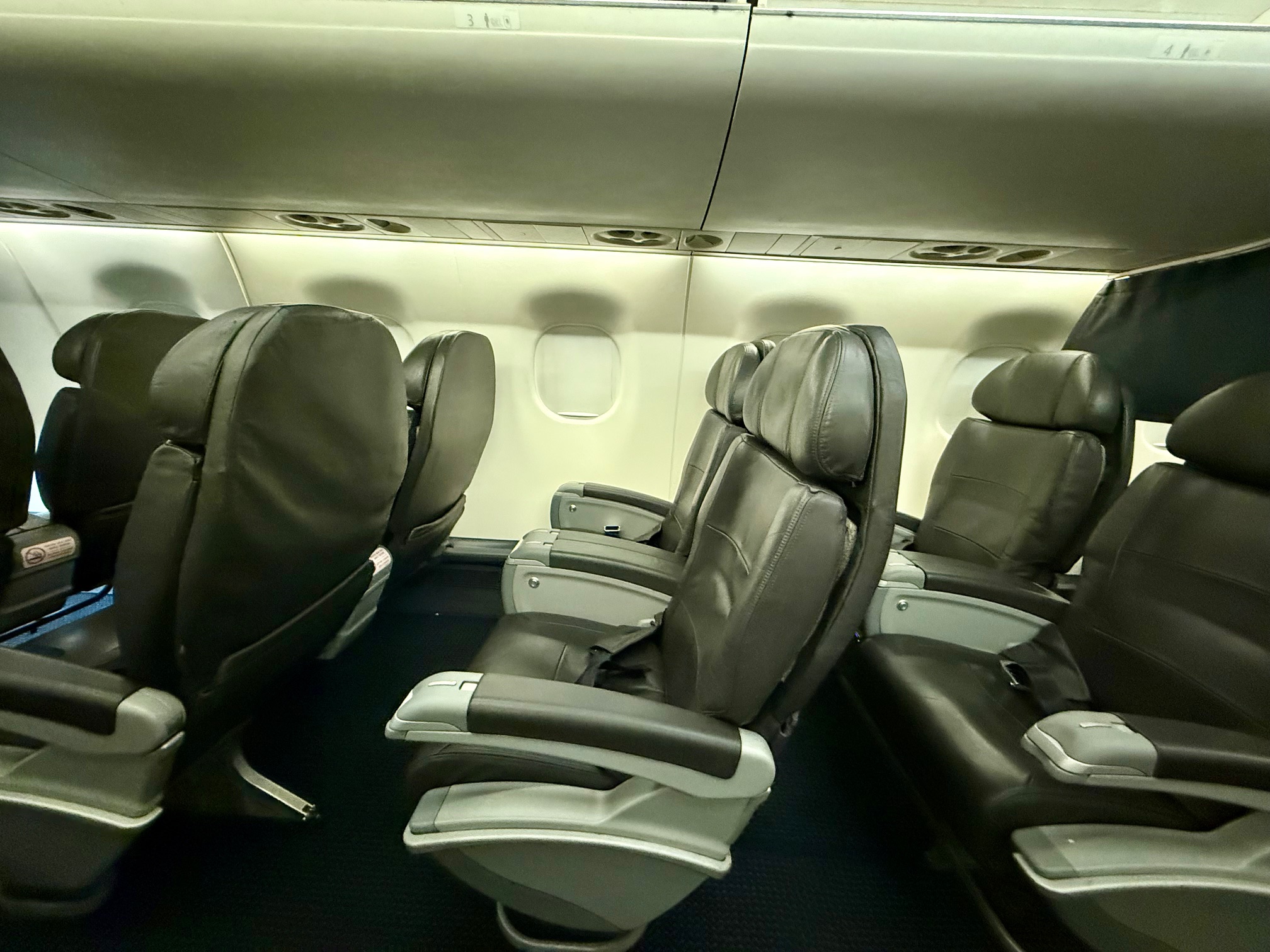 a row of seats in an airplane