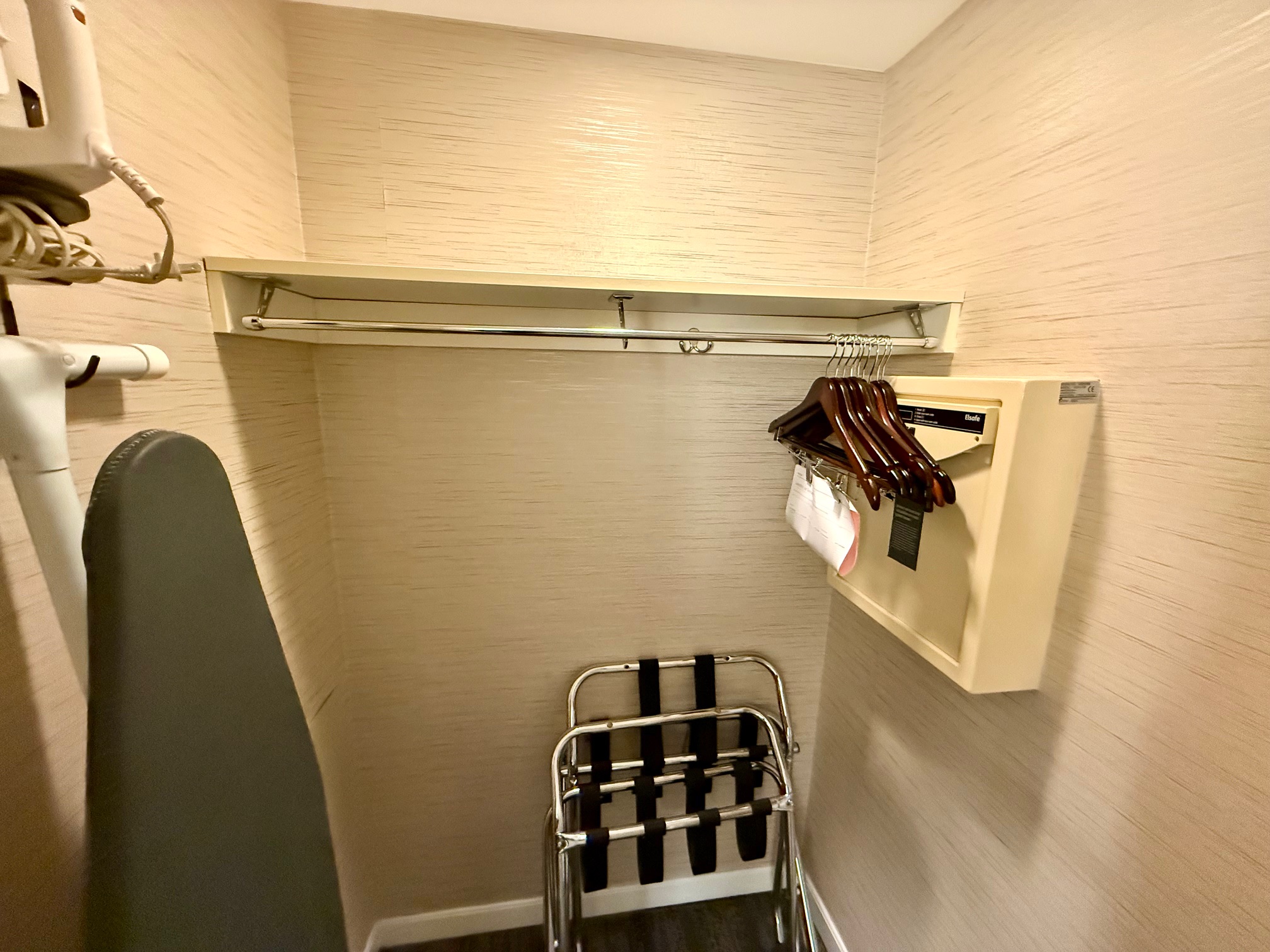 a clothes rack in a room