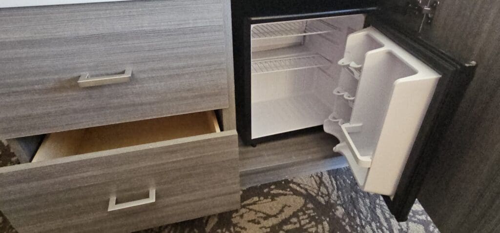 a refrigerator with a door open