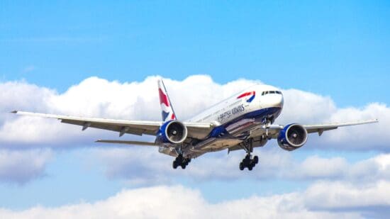 a plane flying in the sky