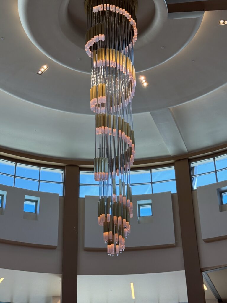 a chandelier in a room