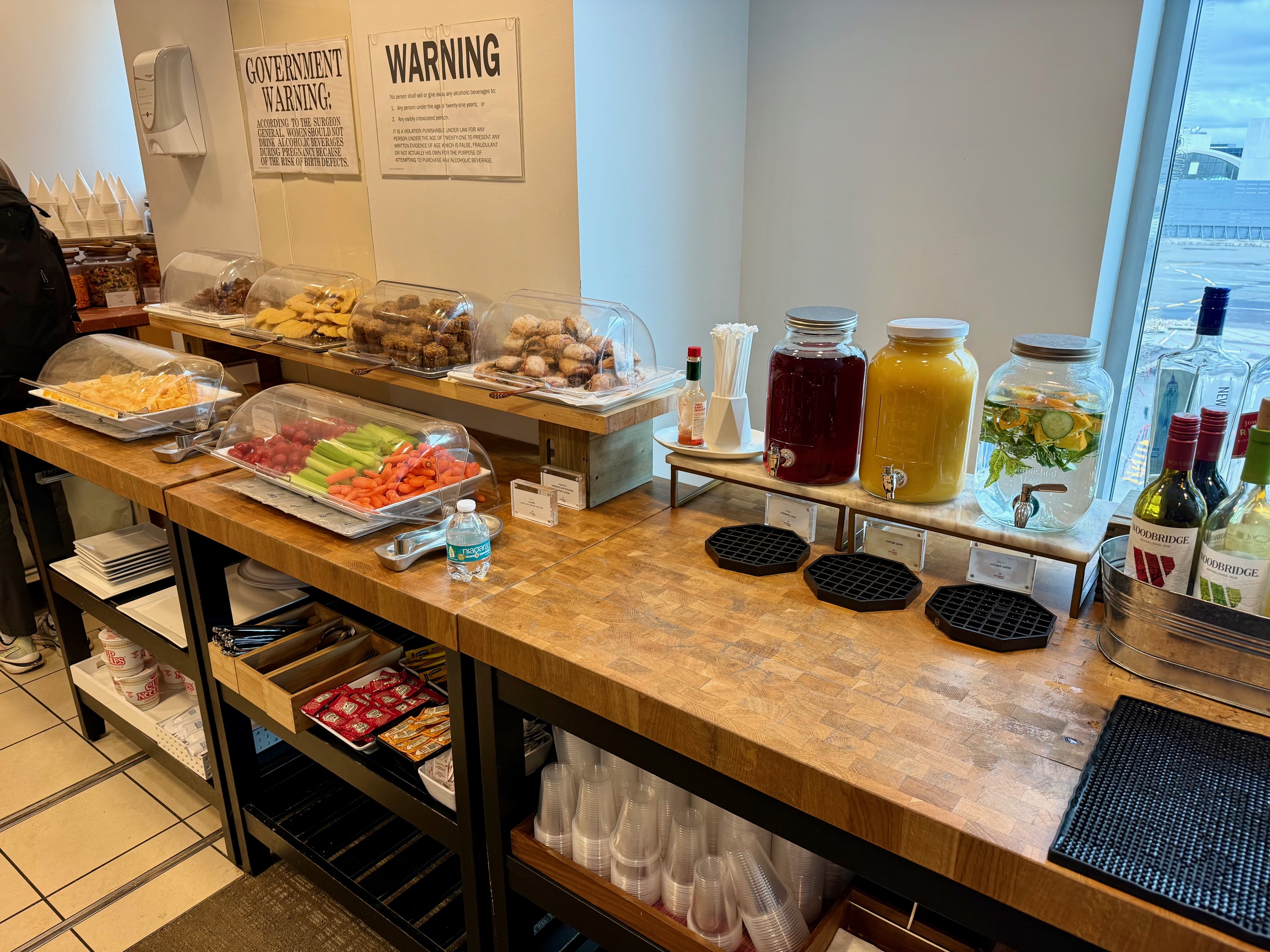 a counter with food on it