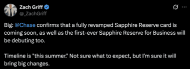 Confirmed: Chase Sapphire Reserve changes coming soon... - TravelUpdate