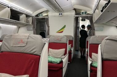 a group of people inside a plane