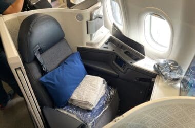 a seat in an airplane