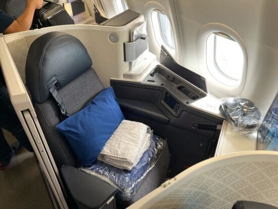 a seat in an airplane