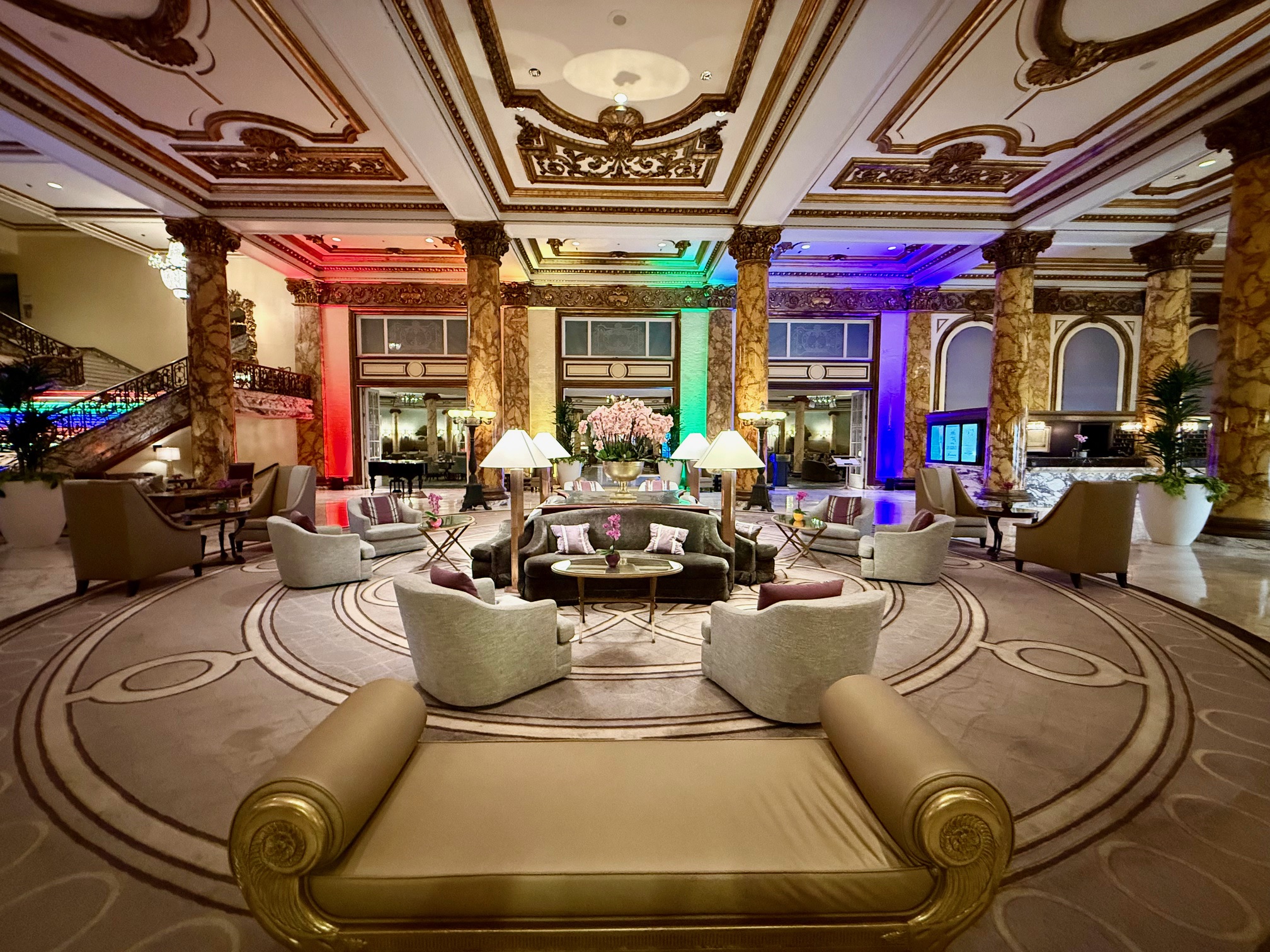 a large room with a large round table and chairs at the Fairmont San Francisco