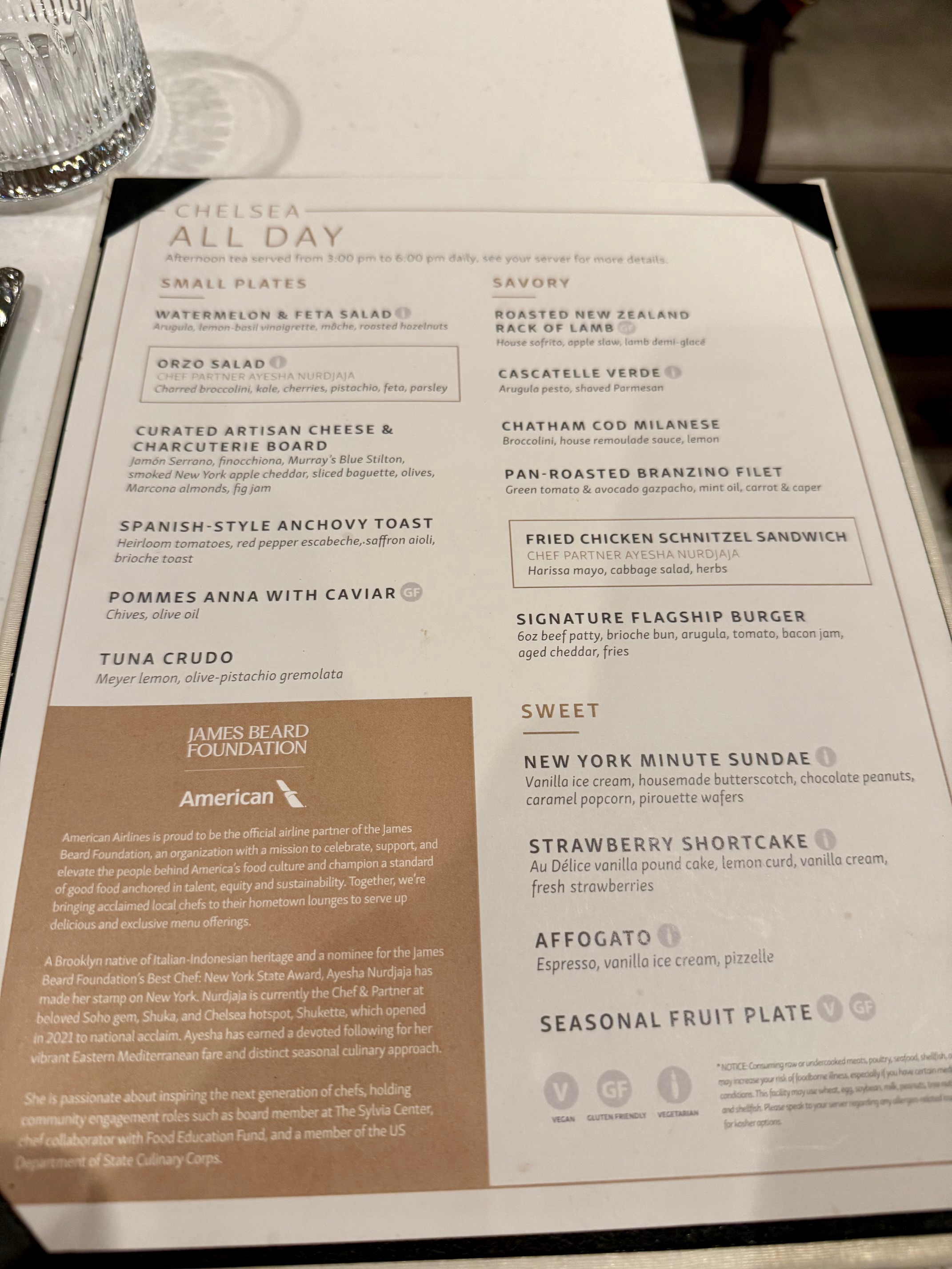 a menu on a table