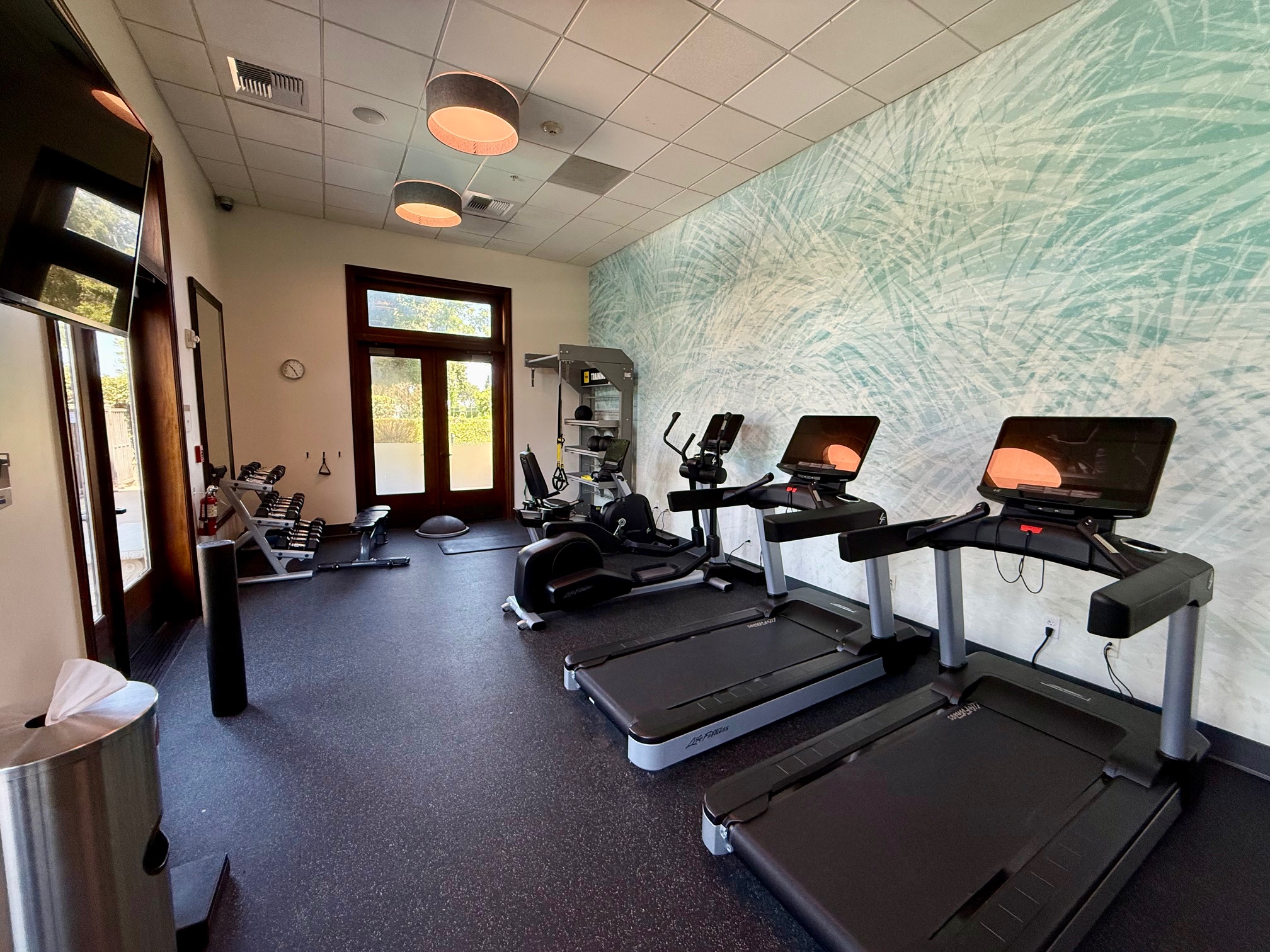 a room with exercise equipment