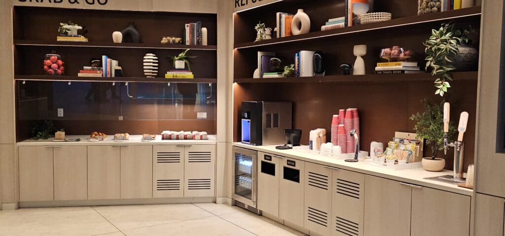 a room with shelves and shelves with objects on it