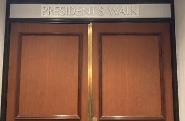 a close up of a door