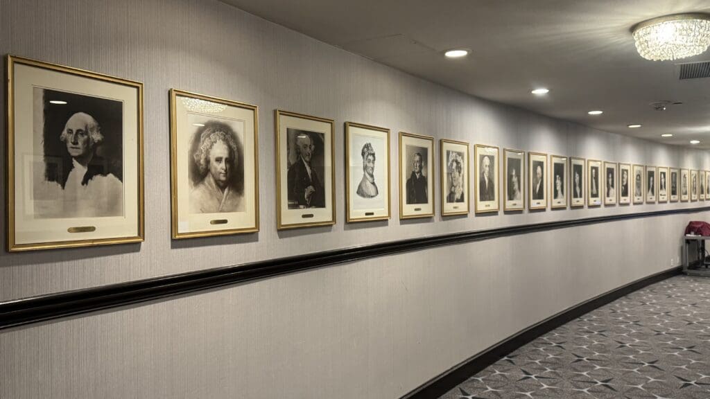 a wall with pictures on it