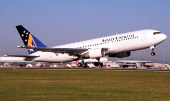 an airplane taking off from a runway