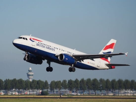 a plane taking off from runway