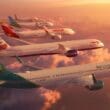 a group of airplanes in the sky
