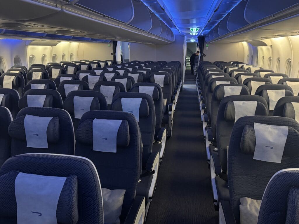 an airplane with rows of seats