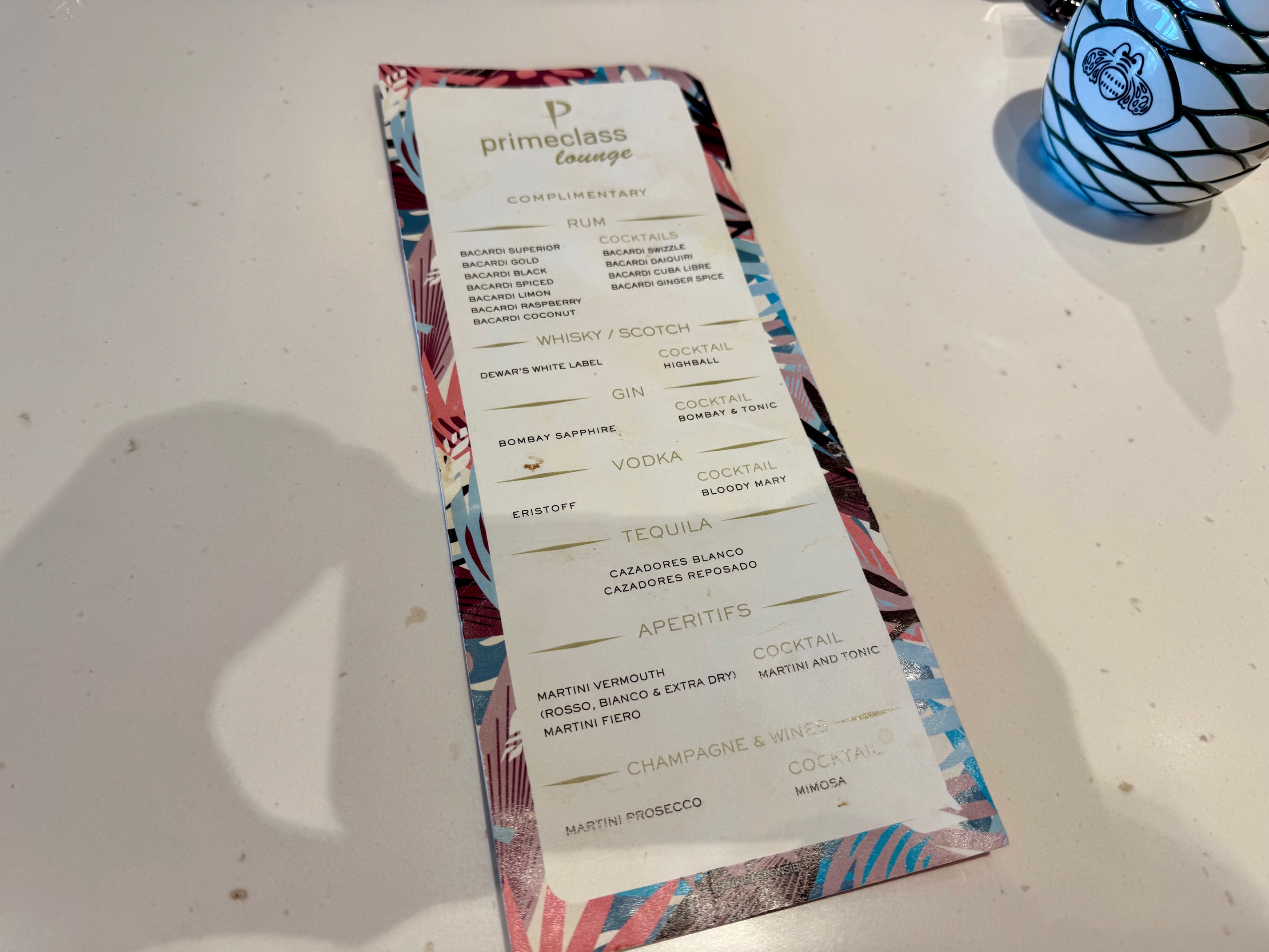 a menu on a table