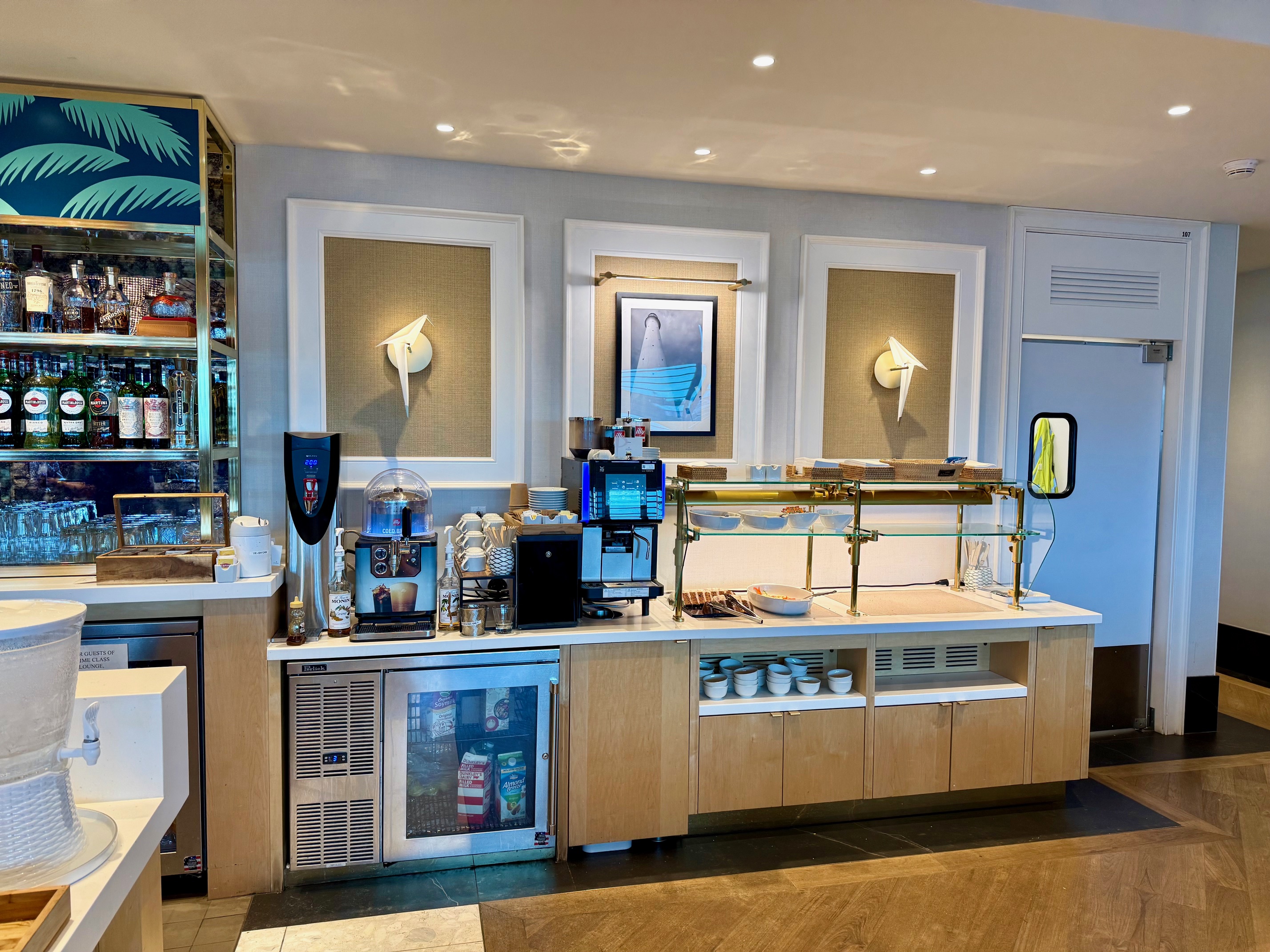 Food counter at the Primeclass Lounge Bermuda Airport