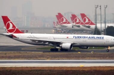 a large airplane on a runway