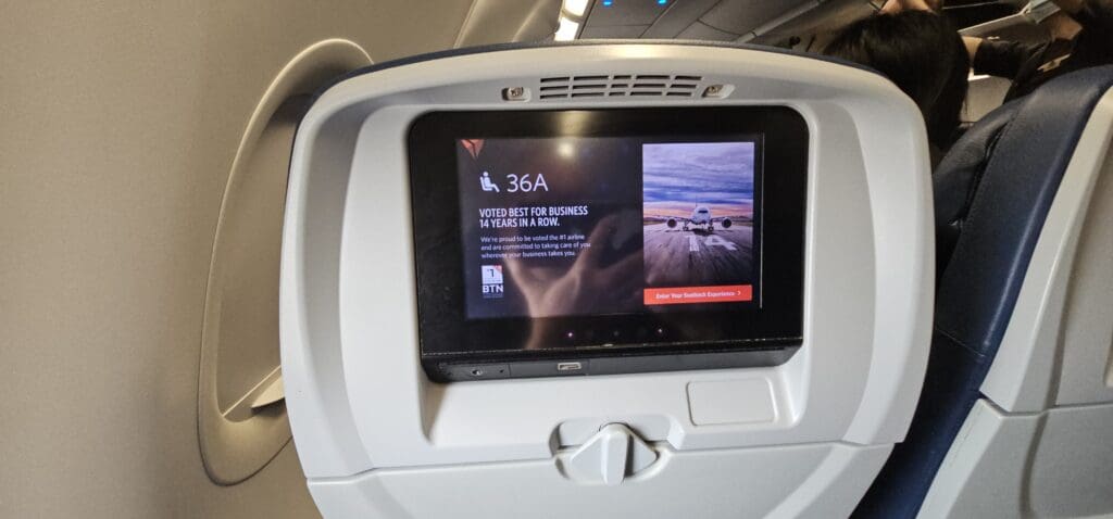 a screen on a seat