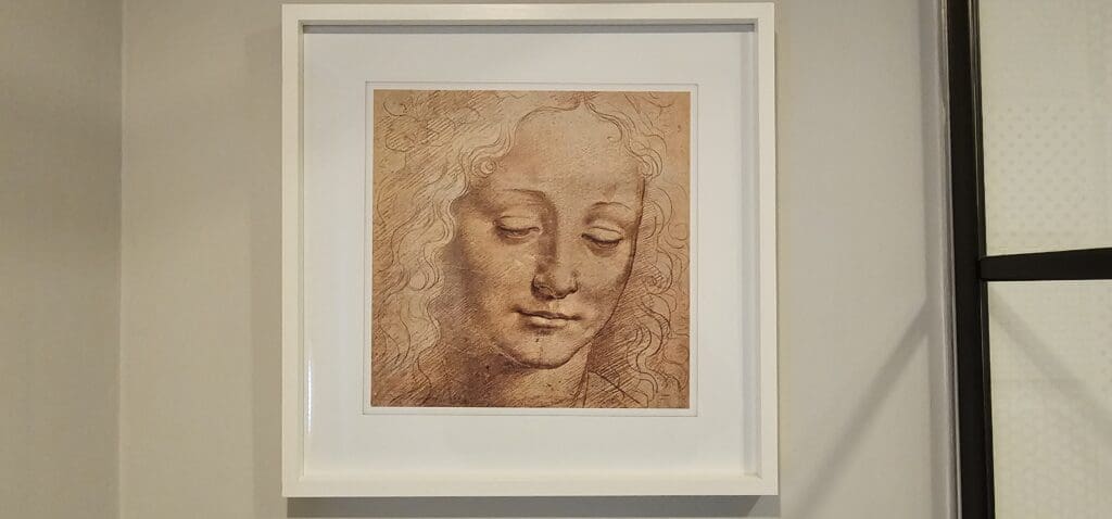 a framed picture of a woman's face