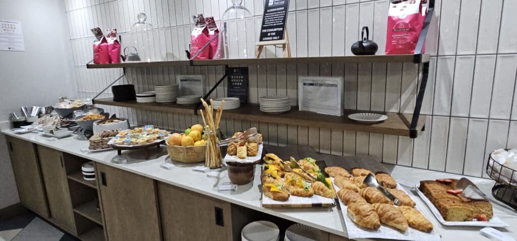 a counter with food on it