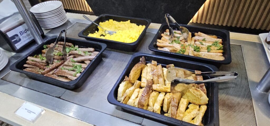 a trays of food on a table
