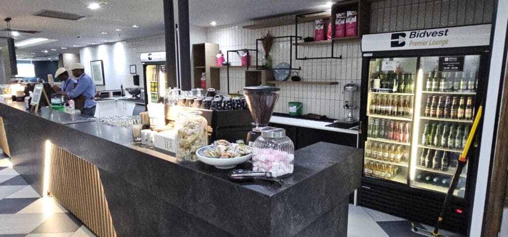 a counter with food items on it