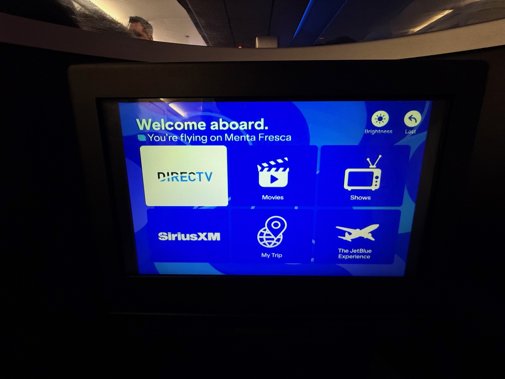 a screen on JetBlue Mint to Puerto Rico