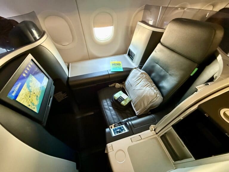 a seat in an airplane on JetBlue Mint to Puerto Rico