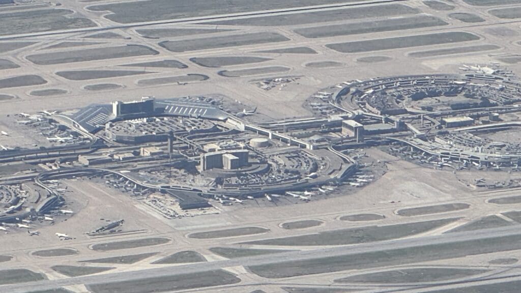 an aerial view of an airport