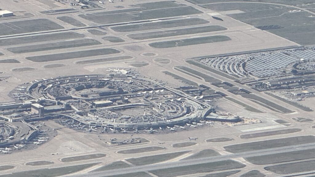 an aerial view of an airport