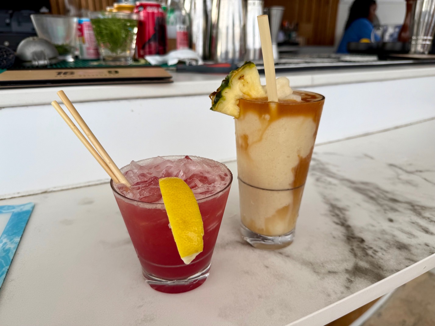 two drinks on a table