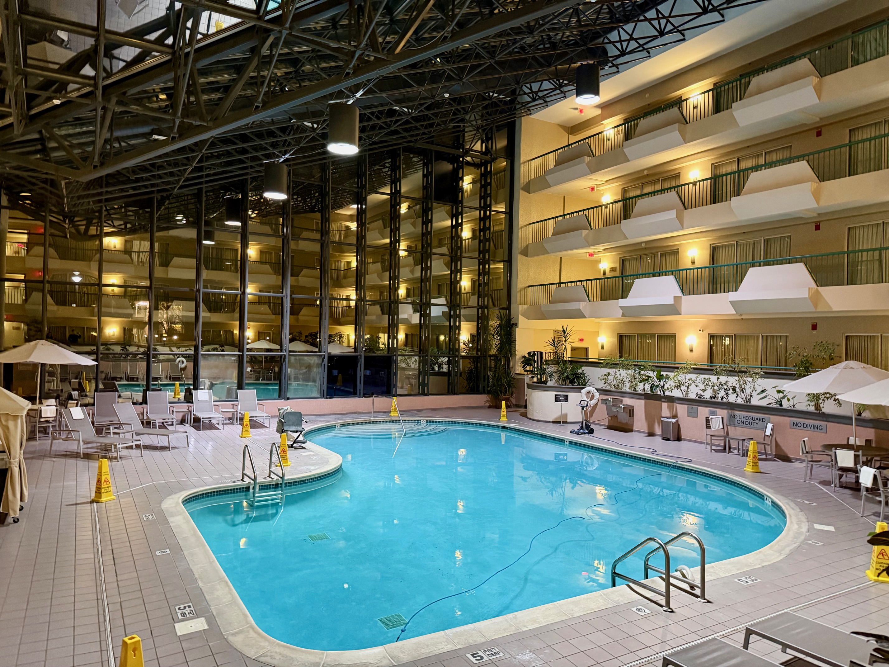 a swimming pool inside the Melville Marriott Long Island