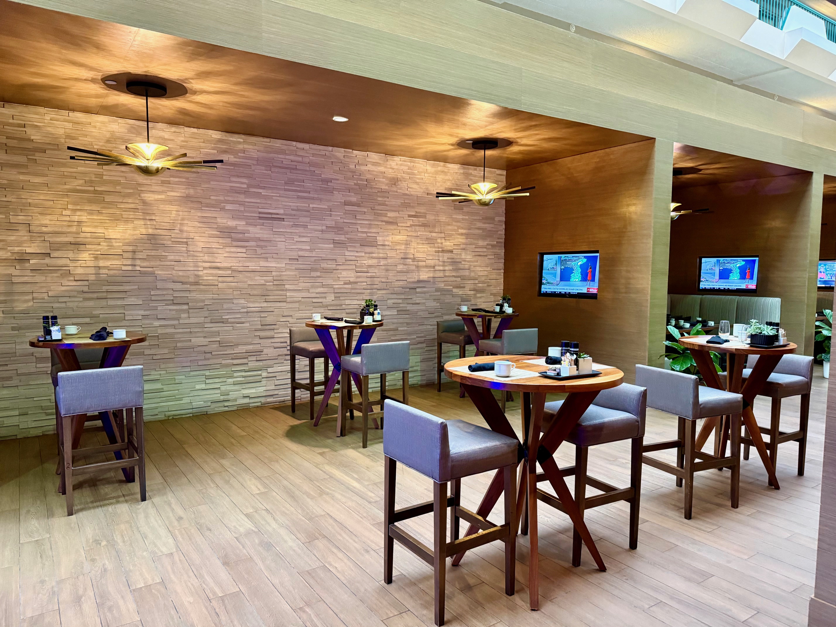 a room with tables and chairs