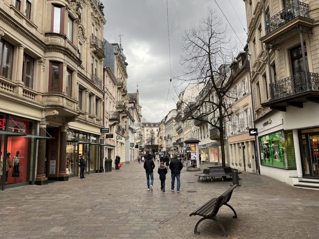 people walking on a street