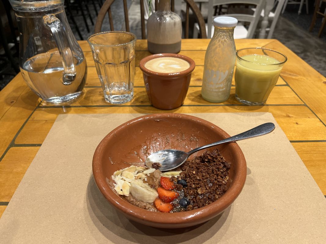 a bowl of food on a table