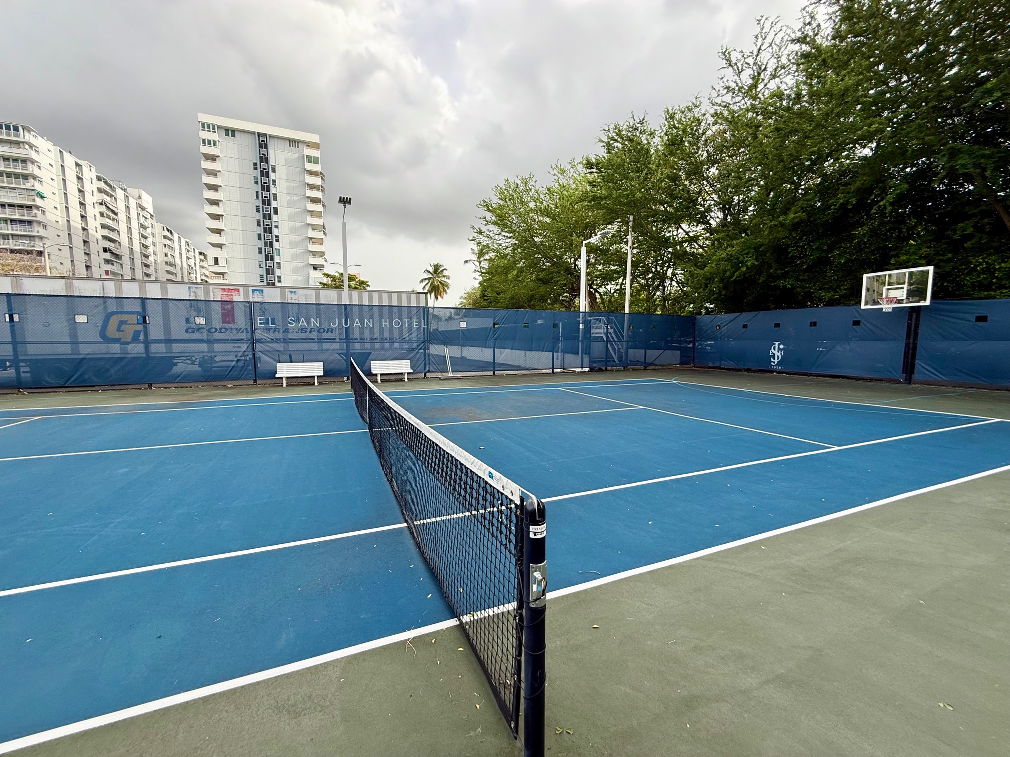 a tennis court with a net