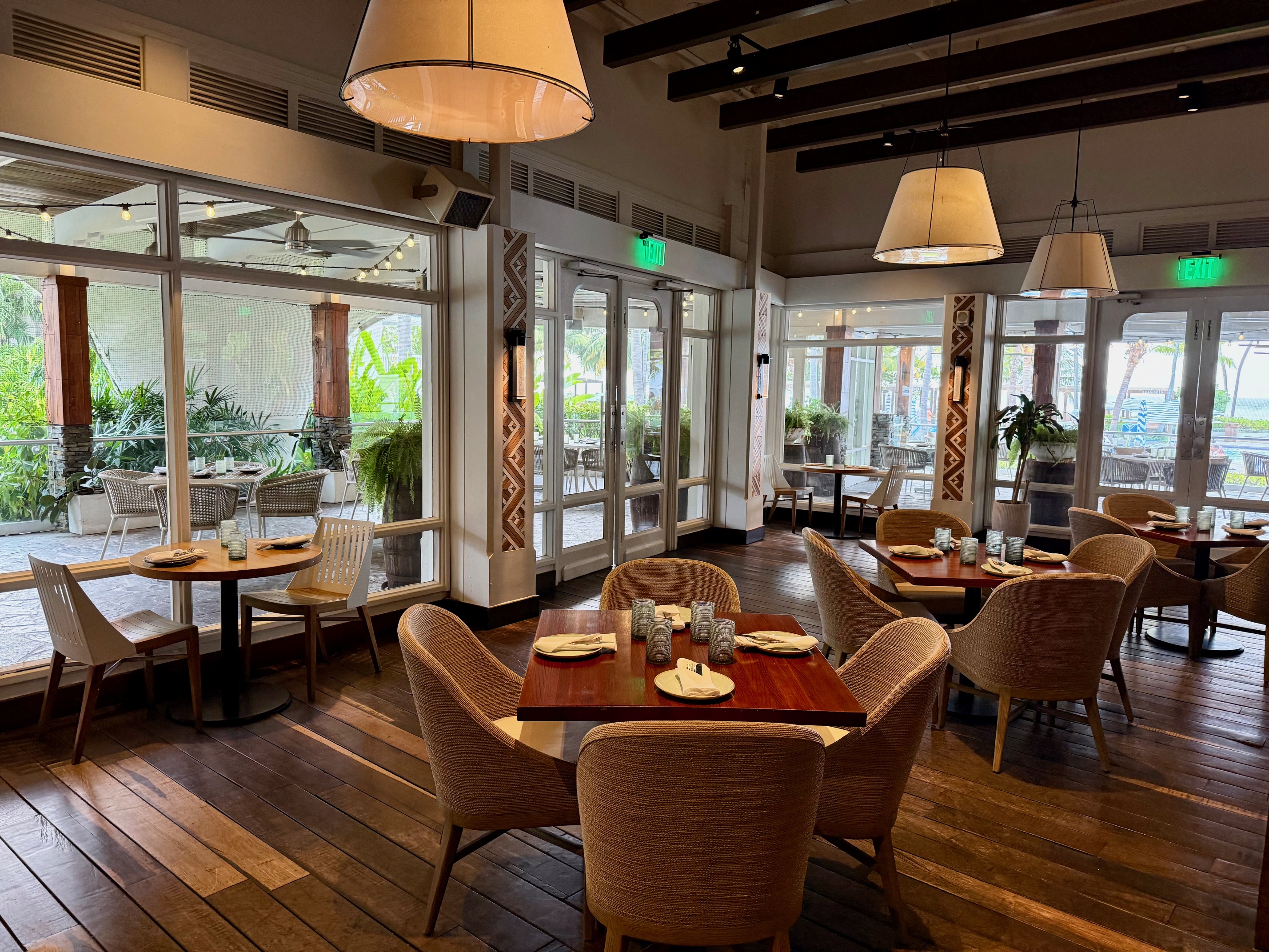 a room with tables and chairs