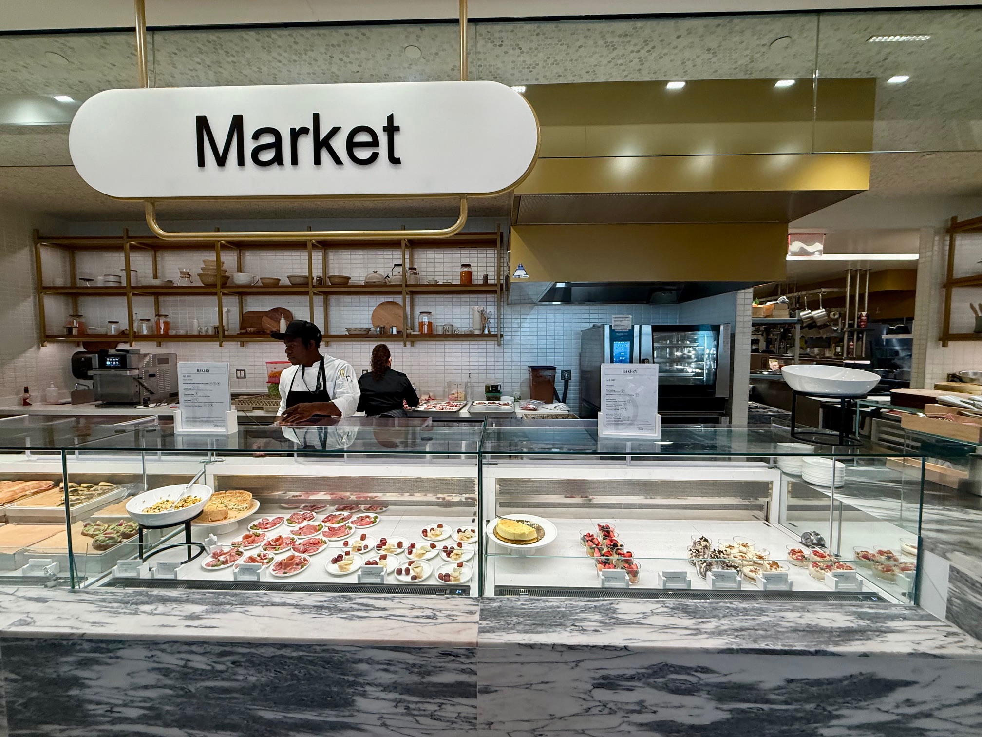 a food display case in a restaurant
