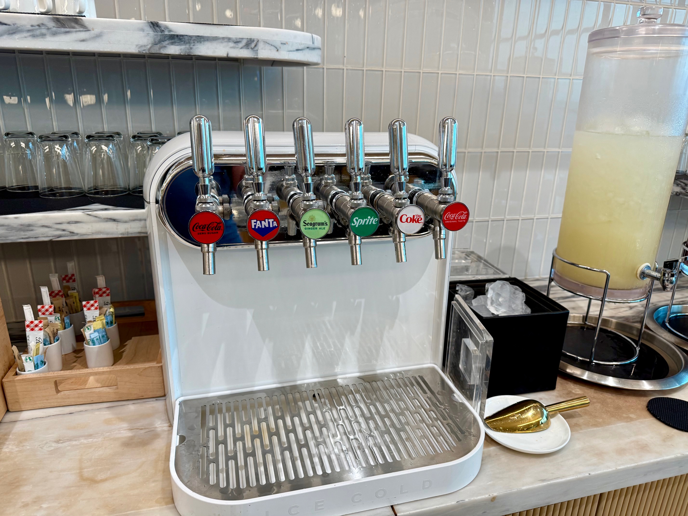 a group of taps of a beverage dispenser