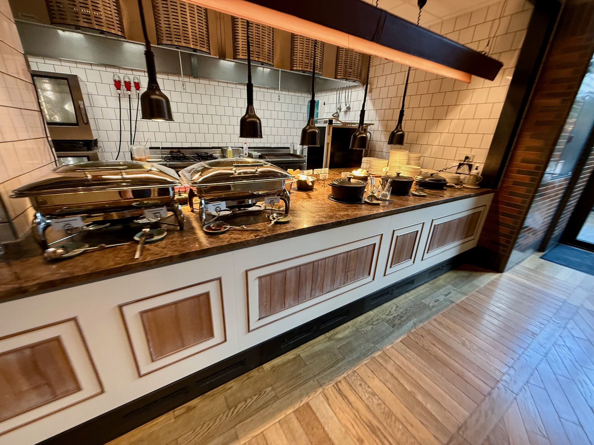 a buffet line with food on top of it at Villa Copenhagen