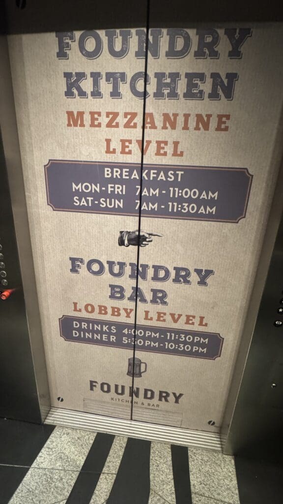 a sign on a elevator