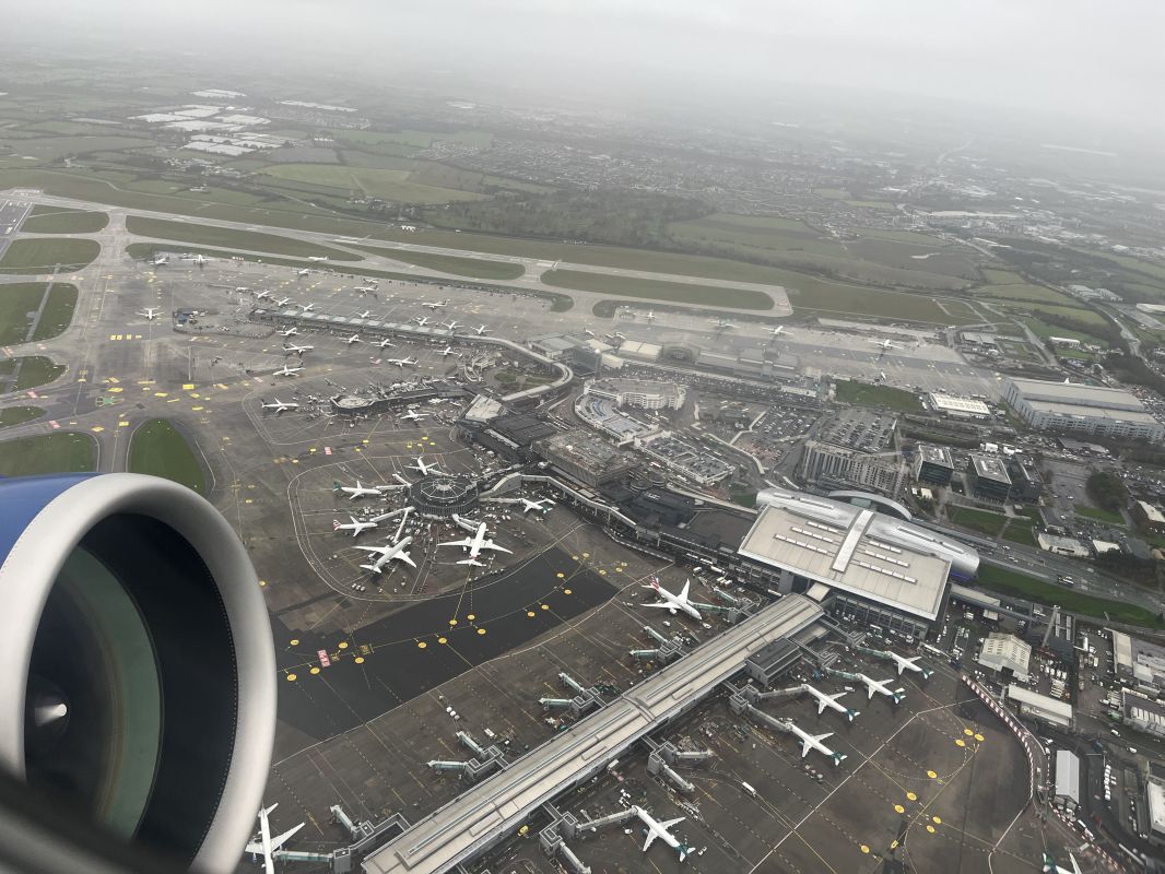 an aerial view of an airport