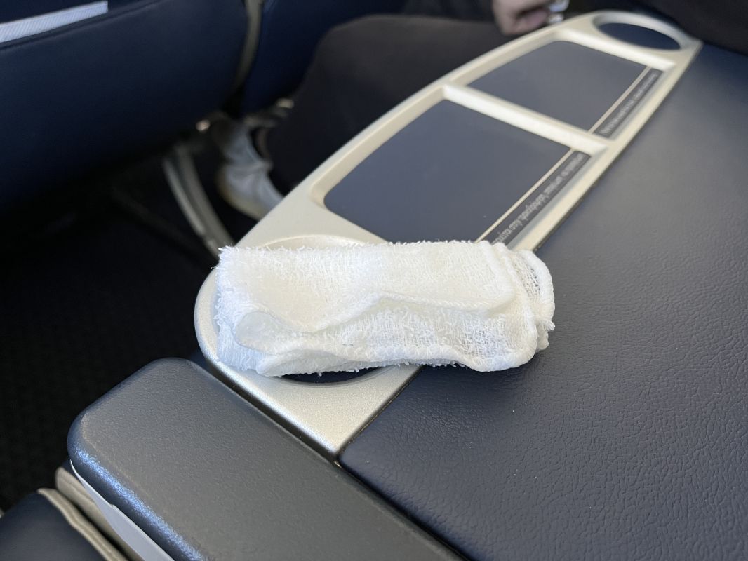 a white towel on a table
