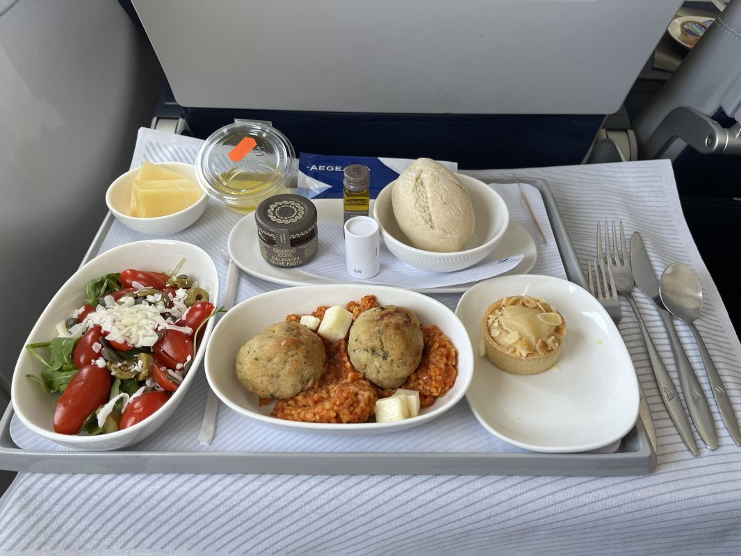 a tray with food on it