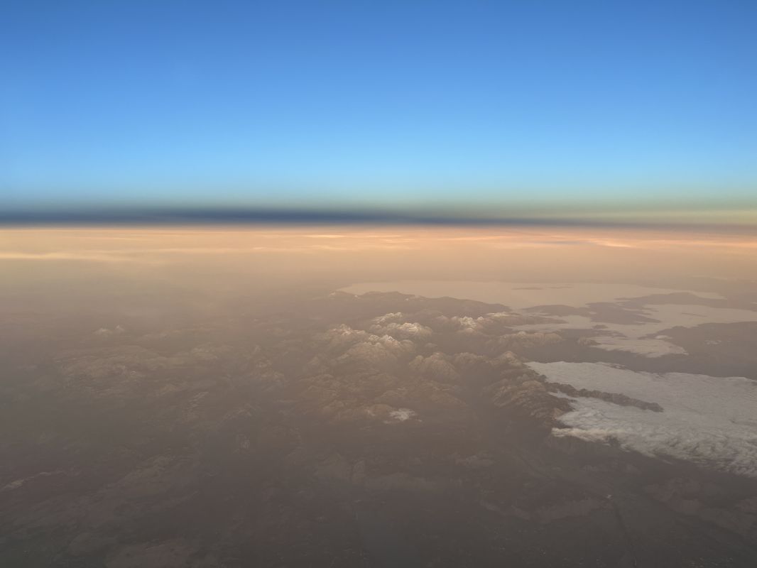 a view of a landscape from an airplane