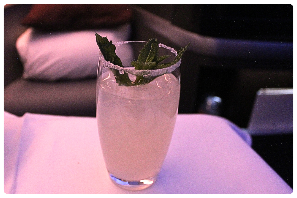 Cathay Pacific's Cloud Nine cocktail as served in first class