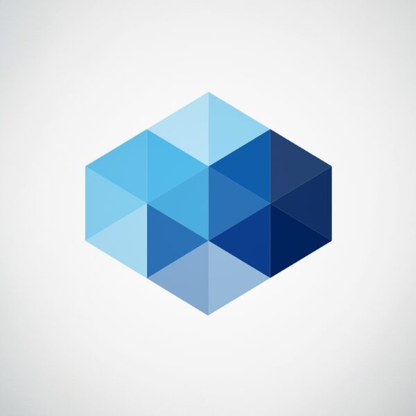 A blue hexagon shaped logo representing JetBlue Mosaic elite status