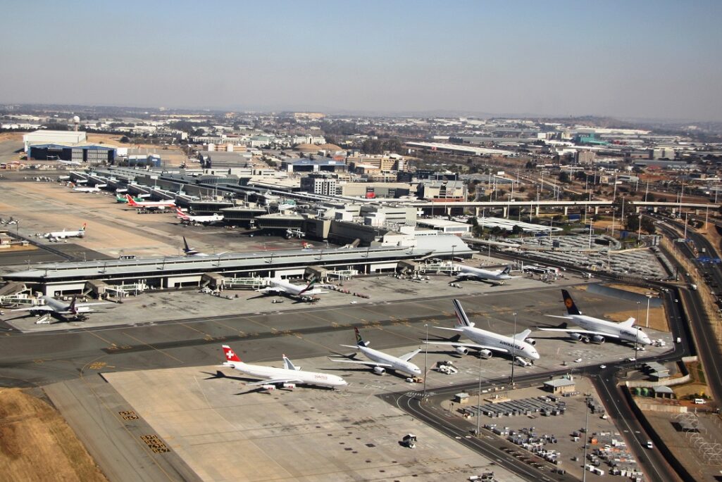 Various aircraft parked at Johannesburg O.R. Tambo Airport